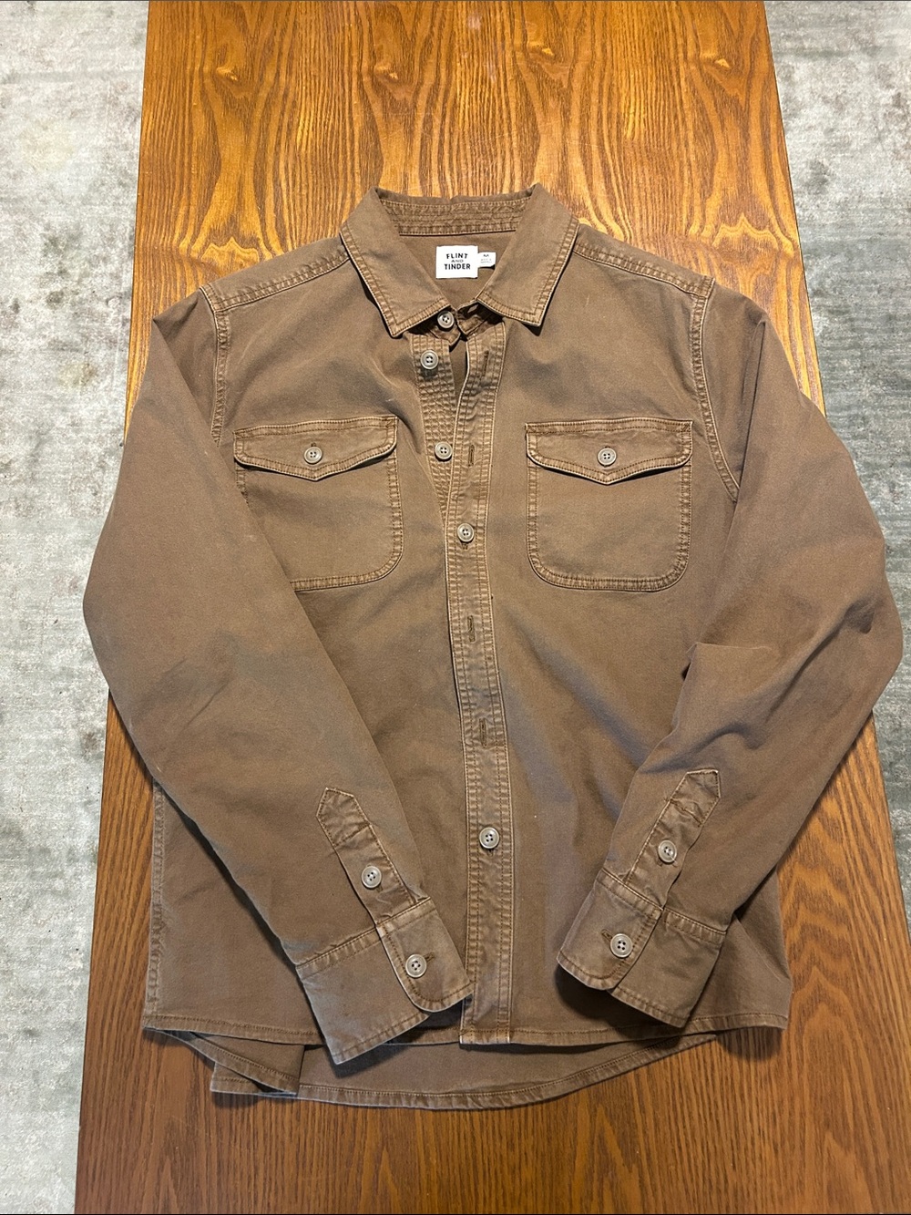 Flint and Tinder Brown Button-Up Collar Jacket